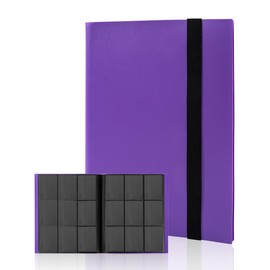 efunkdog Card Binder, 9 Pocket Trading Card Album Folder, 360 Side Loading Pocket Binder for TCG, Sport Cards (Purple)