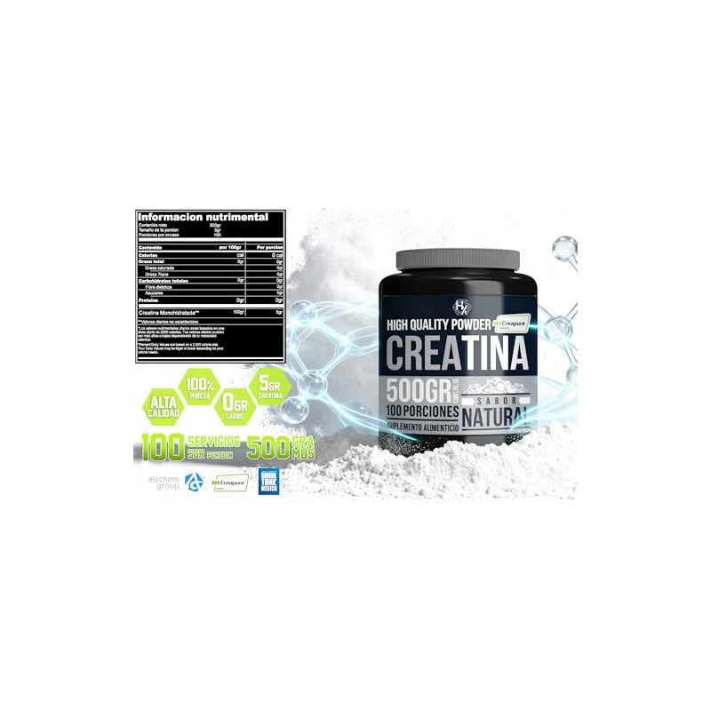 Holix LAB - Creatina Monohidratada - 500 grs, rinde hasta