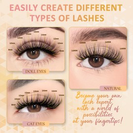 DIY Lash Extension Kit 280 PCS Individual Eyelash Extension Kit 0.07D 8-16MIX 20D Natural Cluster Lashes Kit Lash Glue Remover for Eyelash Extensions(Kit-20D-0.07D,8-16MIX)