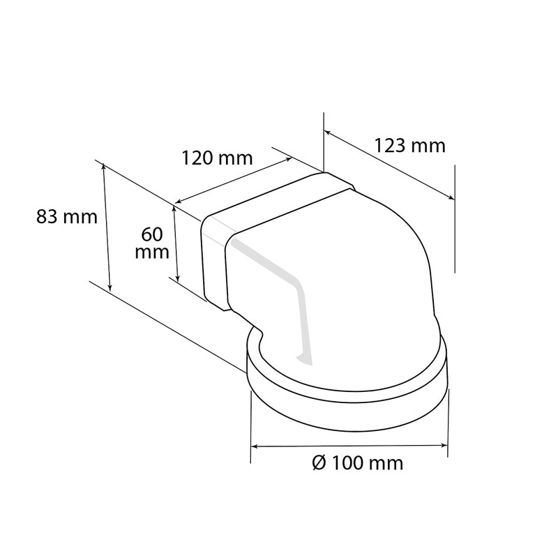 The cgv126b Vertical Curve in Ventilation ABS Round to Rectangular