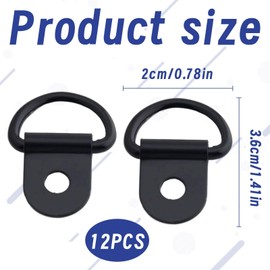 D Ring,12 PCS Tie Down Anchors,Stainless Steel D Rings Heavy Duty,D Lashing Rings Black D Tie Cown Rings Anchor,Retaining Ring Hook,Tie Down Hooks for Cargo Safety of Trucks, Boats,Vans and Trailers
