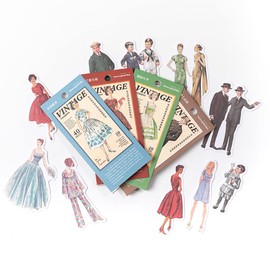 Alideco160Pcs Vinyl Scrapbook Stickers Sets.Vintage Fashion Sewing Dress People Aesthetic Stickers, Funny Stickers for Adults,Scrapbooking Supplies (（Vintage Women's Men's） Balimingyuan)