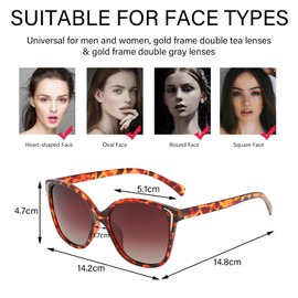 DAVBNM 2 Pairs Cat Eye Sunglasses for Women, Polarised UV Protection Ladies Eyewear, Ladies Polarized UV400 Protection Sunglasses Eyewear, Classic Style Glasses Shades for Photography Travelling