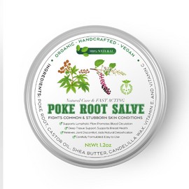 Poke Root & Castor Oil Salve | Organic Soothing Balm for Skin Comfort, Relaxation, and Recovery | Deep Tissue Massage and Joint Support | Plant-Based Formula Rich in Antioxidants | Vegan, 1.2oz