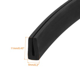 sourcing map sourcing map U Channel Edge Trim, 16.4ft Length Rubber Guard Seal Strip Edge Protector Flat Type Fit for 1.5-2mm Edge, (3/16" W x 7/16" H) Black