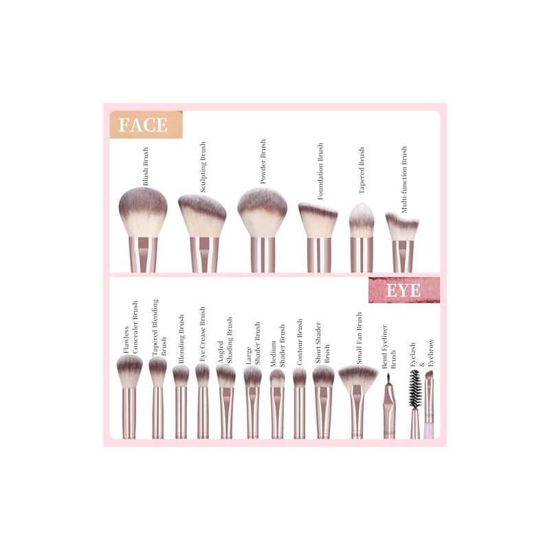 MAANGE Brochas Maquillaje, 18 PCS Set de Brocha para Maquillaje