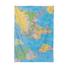 JUMBEAR World Map Painting Tablecloth Rectangle Polyester Table Cloth Large Square Table Cover for Dining Kitchen Party 60"x108"