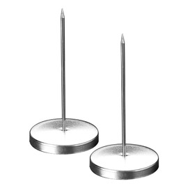 2 Pcs Metal Receipt Spikes, Silver Paper Memo Holder, Straight Rod Bill Spike with Round Base, Safe & Durable, Ideal for Restaurant, Kitchen, Hotel, Office