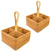 i-lan 2 Pack 4 Section Square Rattan Basket with Handle-Boho