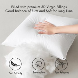 MIULEE 22x22 Throw Pillow Inserts,Set of 2 Decorative Pillow Inserts with Soft Cotton Cover,Fluffy and Cozy Indoor Square Sofa Couch Pillow Inserts White