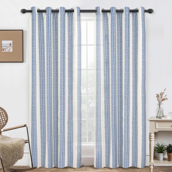 DriftAway Farmhouse Vertical Striped Linen Blend Textured Light Filtering Semi