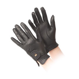 Shires Aubrion Ladies Leather Horse Riding Gloves in Black Small, Black