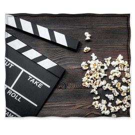 Jekeno Movie Clapboard Gifts Throw Blanket, Theater Home Film Cinema Decor Popcorn Gifts for Women Men Movie Lover Adult Boy Girl Director Acting Gift