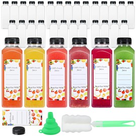 DANALLAN 33pcs 16oz Plastic Bottles with Caps, Premium Juice Bottles Containers with Lids Clear Empty Juicing Bottles Reusable Bulk Smoothie Bottle for Beverage Drinking Milk