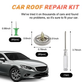 Yourkar 60 PCS Car Roof Headliner Repair Kit, Auto Roof Snap Rivets Retainer with Installation Tool, Automotive Ceiling Cloth Fixing Repair Buckle, Universal Car Accessories (Gray, Mesh)