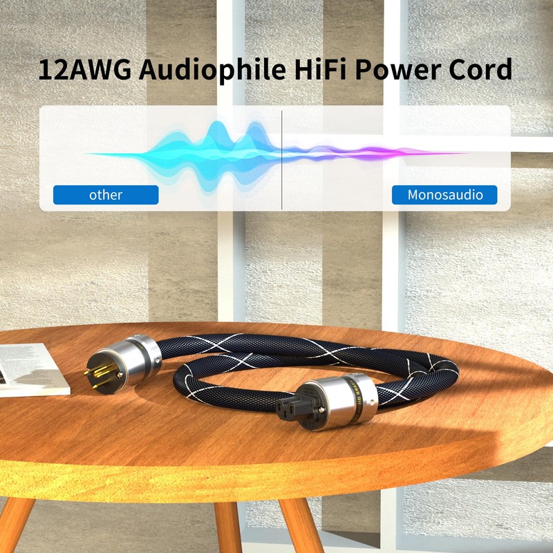 Monosaudio 12AWG Audiophile Power Cord Pure Copper Audio Power Cable