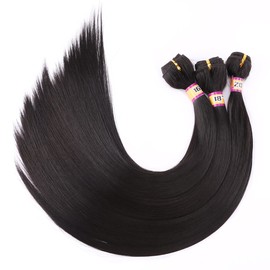 3 Bundles Silky Straight Synthetic Hair Weave Extensions Dark Brown 16 18 20 Inches(2#)