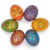Set of 6 Pearlized Ukrainian Pysanky Wooden Easter Eggs 2.5