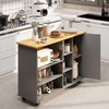 Shintenchi 47”W Kitchen Storage Island Cart with 6 Open Shelves