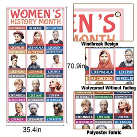 Buxiuer Women’s History Month Door Decorations March International Women’s Day Door Cover Famous Women Quotes Pink School Classroom Office Door Banner