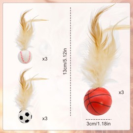 Mudoulu 9-Piece Interactive Cat Toy Set with Bouncing Balls and Feathers, Self-Employment for Cats, Ideal for Indoor Play and Exercise