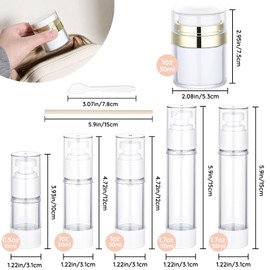 Segbeauty 7pcs Airless Pump Bottles Set, Refillable Travel Airless Pump Jars with Lid for Thick Moisturizer, Oils Vacuum Lotion Dispenser, Empty Fine Mist Vacuum Spray Bottles for Hair 0.5oz 1oz 1.7oz