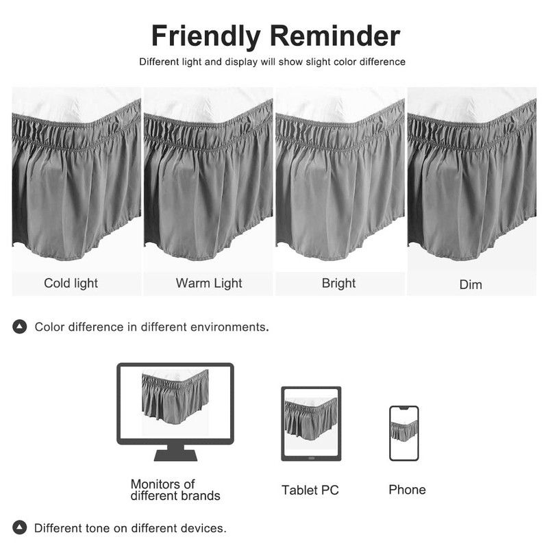 PiccoCasa Elasticated Bed Skirt Ruffled Bed Base Wrap Around Bed