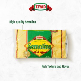 Ziyad Semolina Wheat, Smeed, Semolina Flour, Perfect for Stews, Soups, Gravy, Baking Breads, Biscuits, Pizza Crust with Low Fat, High Protein, High Fiber! 16oz