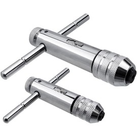 Bestgle 2Pcs Ratchet T Handle Tap Wrench, Adjustable T Bar Handle Holder Ratcheting Tap Wrench for Metric M3-M8 / M5-M12 Thread Screw Taps