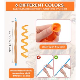 Rizador de cabello sin calor, 40 rizadores sin calor sin daños por calor, con 2 ganchos de peinado, para mujeres y niñas, pelo largo medio corto (4 co
