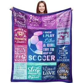 Soccer Blanket Gifts for Girls Ultra Soft Flannel Soccer Throw Blanket for Soccers Lover Player Team Soccers Gifts Stuff 50"x40"