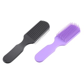 LALAFINA 2pcs Hair Detangling Comb Massage Brush for Curly Hair Care Effortless Styling for Salon Home Use Black