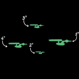 Trek Inspired USS Enterprise Silhouette Space Voyager Glow in The Dark Sticker Decal for Phone Tablet Laptop Car Truck Window | 2" Sticker | Green