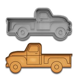 Vintage Pickup Truck Cookie Cutter & Stamp - 4.25x2 Inches, Classic Truck Baking Tool for Holiday Cookies
