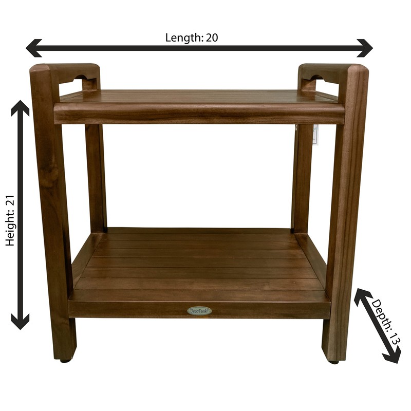 DecoTeak 24 Inch With LiftAide Arms Brown Waterproof Teak Wood