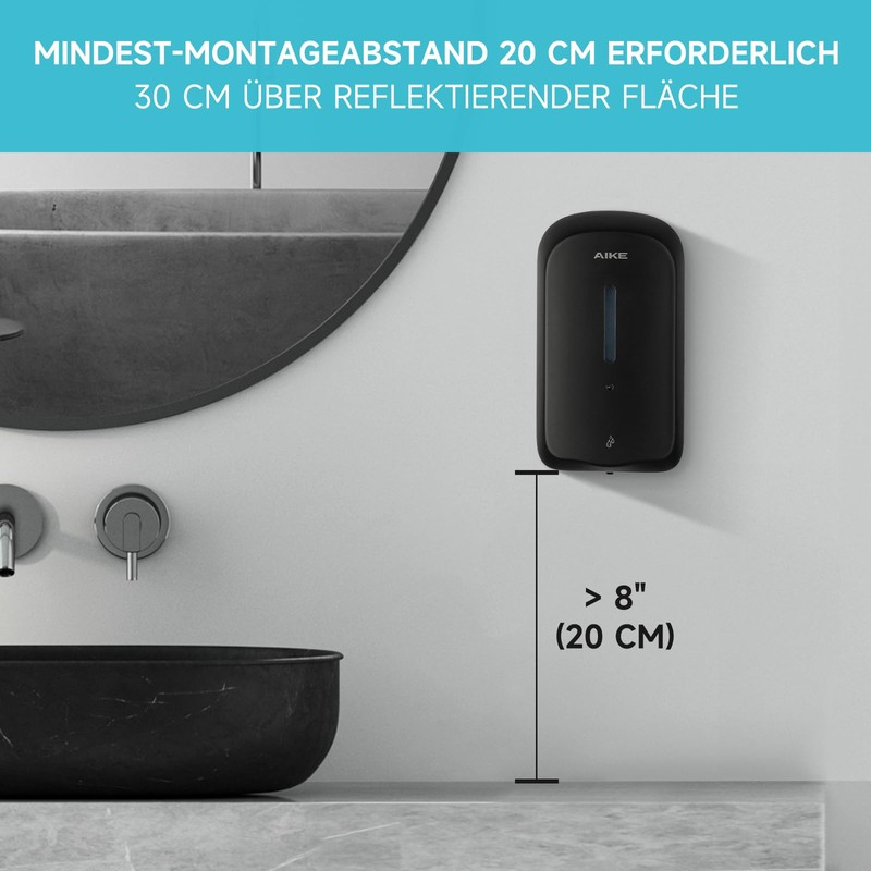 AIKE AK1226S Automatic Soap Dispenser Wall-Mounted, Tamper-proof Design for Public