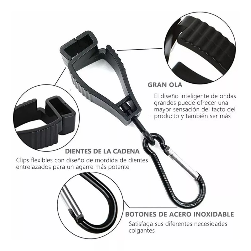 LOMETEB 10x Guante Clip Grabber Soporte Abrazadera Seguridad En El