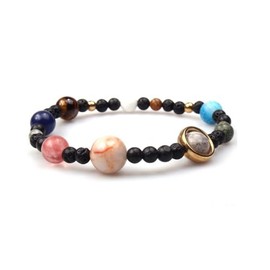 Cosmic Milky Way Solar System Eight Planets Bracelet Natural Stone Elastic Beaded Bracelet Universe Galaxy Jewelry for Women Men-A