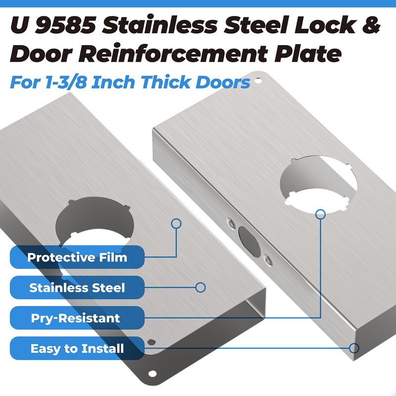 U 9585 Stainless Steel Lock and Door Reinforcement Plate for