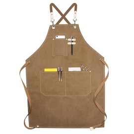 Windfromort Men's Work Apron, Robust Tool Apron for Men, Work Apron with 4 Tool Pockets for Kitchen, Garden, Ceramic, Workshop, Garage and More for Men & Women - Black, khaki