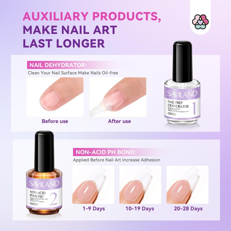 Saviland Acrylic Nail Kit for Starters: 3 Colors Acrylic Powder