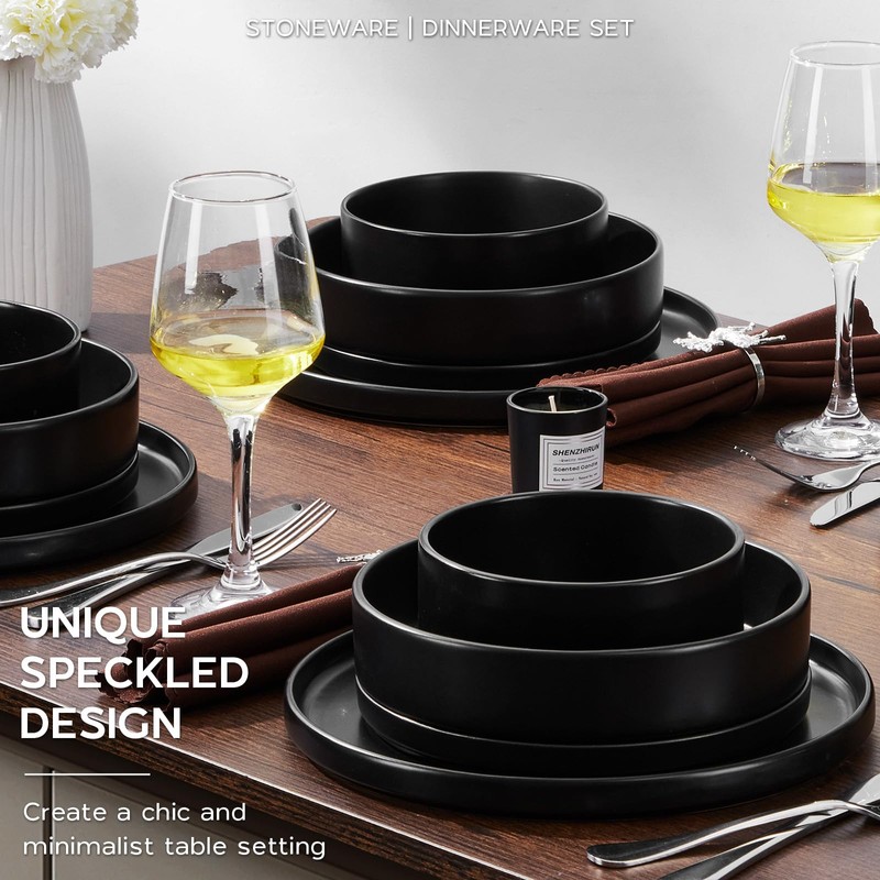 Onader 16 Piece Dinnerware Sets with Serving Bowls for 4,