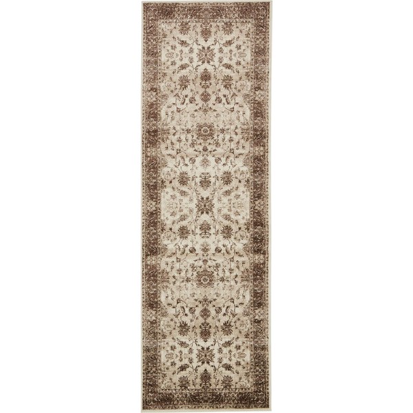 Unique Loom Rushmore Collection Traditional White Tone-on-Tone Cream Runner Rug