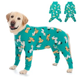 Dog Recovery Suit After Surgery Female Male, Medium Large Dog Neuter Shirt Cone Alternatives Prevent Licking Surgical Onesies (Green Pony, 3XL)