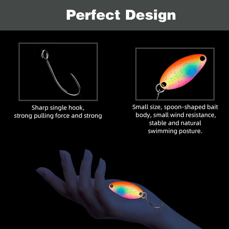 Infreecs 10 Stück UV Aktive Glow Forellen Spoon, 3.5g UV