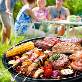 Kebab Skewers, 12PCS BBQ Metal Skewers Stainless Steel Grilling Skewers, Reusable Metal Skewer Barbecue Cooking Sticks for BBQ, Meat and Vegetable, Party Essentials, 30cm