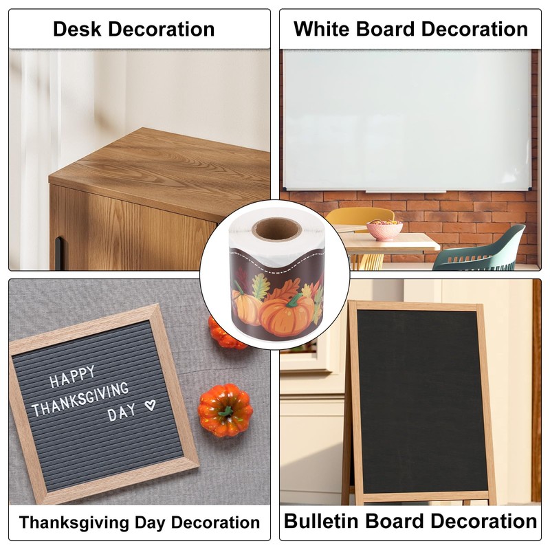 QUARKZMAN 66ft Fall Bulletin Board Borders, Maple Leaves Wavy Roll