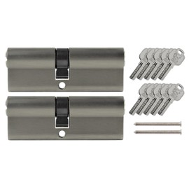 2x Profile Cylinder 85 mm 40/45 Simultaneous Locking Including 10 Keys