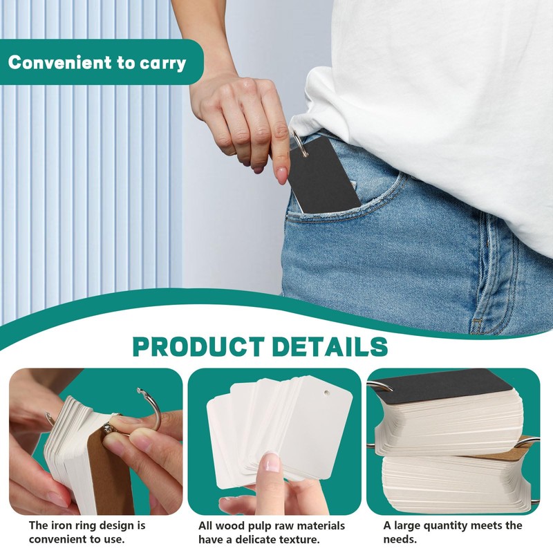 ASTIMESA Blank Flash Index Cards with Rings & Covers, 2.7
