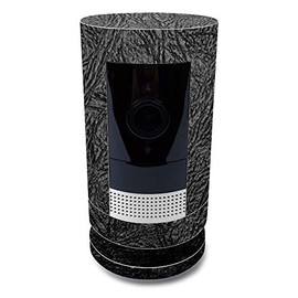 MightySkins Skin for Ring Stick Up Cam Battery - Black Leather | Protective, Durable, and Unique Vinyl Decal wrap cover | Easy To Apply, Remove, and Change Styles | Made in the USA, Model Number: RISTCAB-Black Leather
